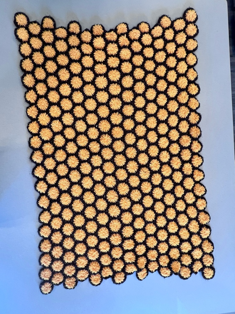 Handmade Daisy Sunflower Crochet Reversible Throw Approximately 54 1/2” x 37”